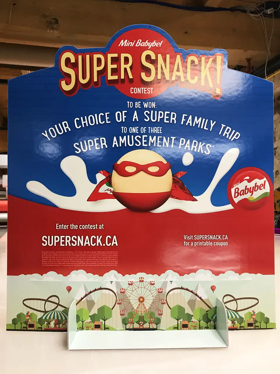 Printed cardboard counter display in a store