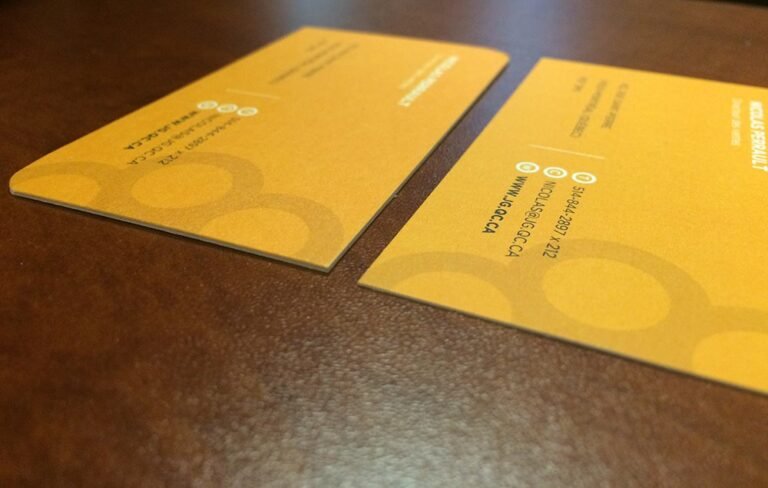 Printed business cards with a soft-touch finish