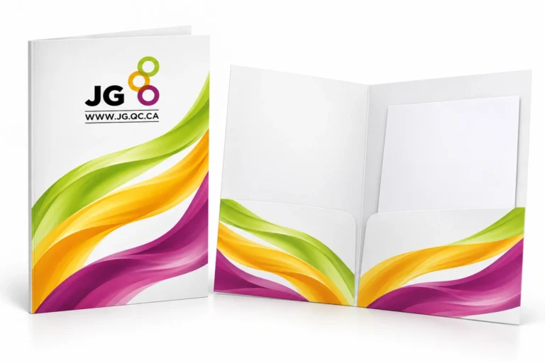 Printed presentation folder with a business card slot