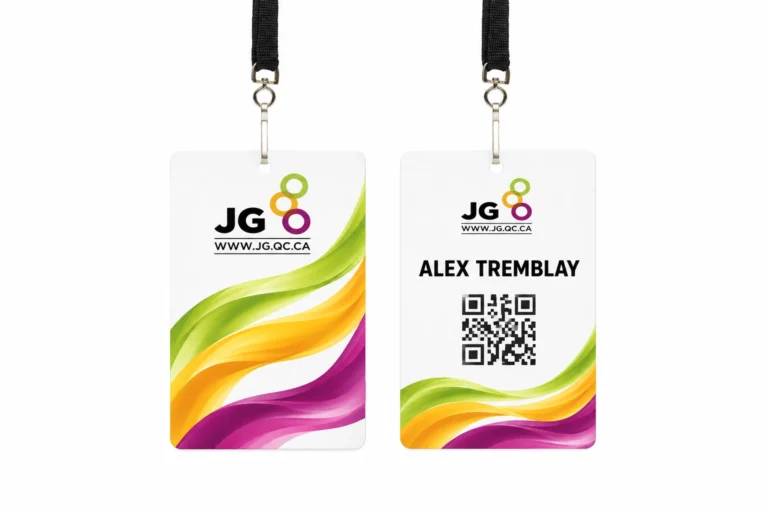 Personalized name badges printed for a conference
